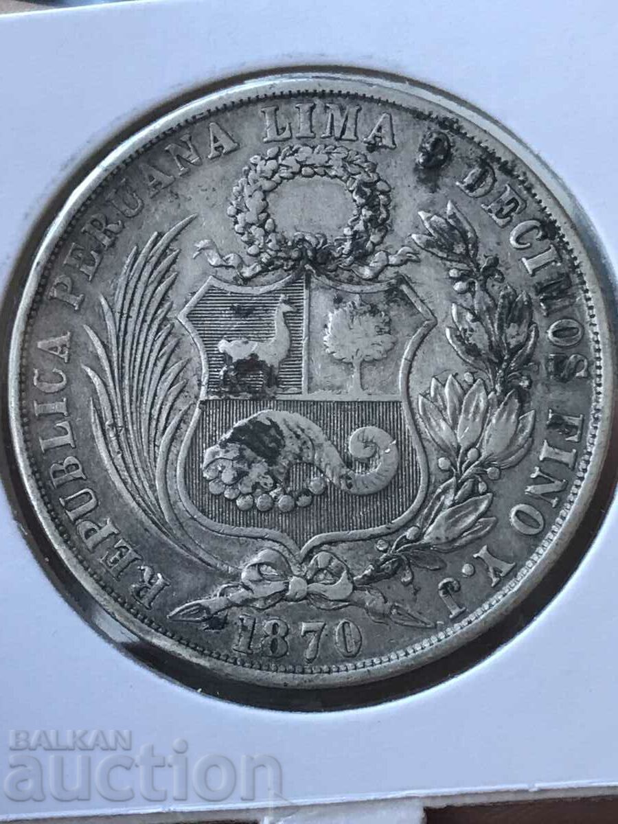 Peru 1 sol 1870 silver with price 90.00 BGN | € 46.02 Peru 1 sol 1870 silver with price 90.00 BGN | € 46.02