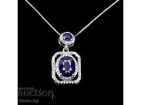 Silver pendant with natural sapphire and zircon