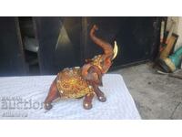 Wooden elephant with stones 20 cm