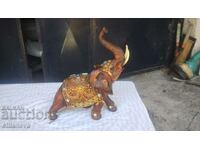 Wooden elephant with stones 20 cm