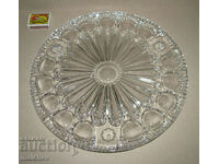 Glass plate 31 cm cake tray crystal glass 3 legs