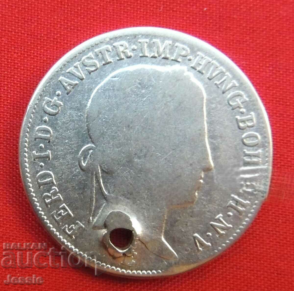20 Kreuzer Austro-Ungaria 1848 E Argint - Ferdinand I cu preț € 16.50 | 32.27 BGN