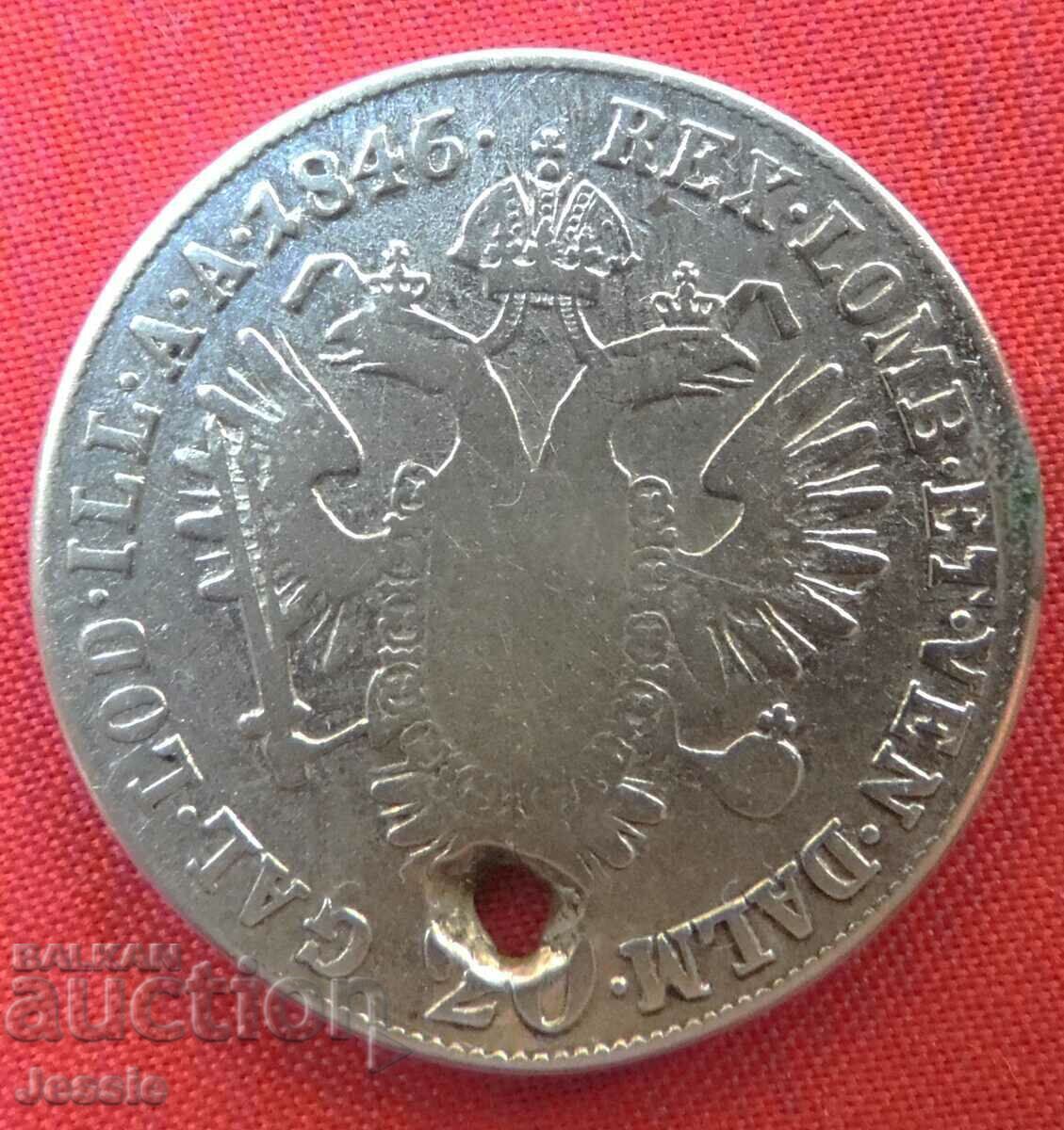 20 Kreuzer Austria-Hungary 1846 Silver - Ferdinand I 20 Kreuzer Austria-Hungary 1846 Silver - Ferdinand I