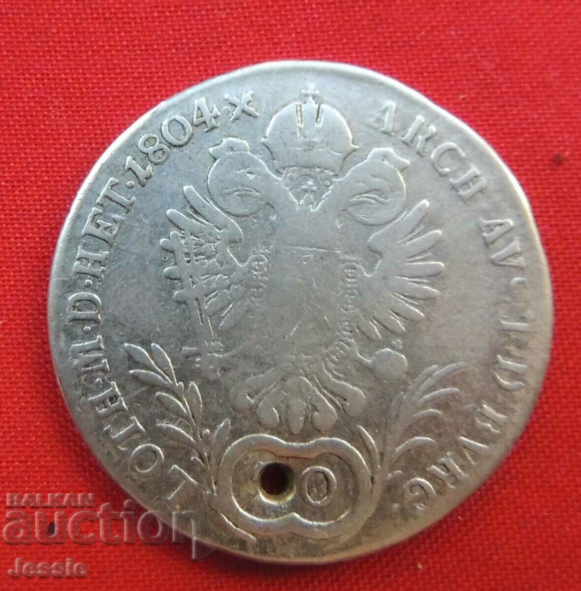 20 Kreuzer Αυστρία-Ουγγαρία 1804 G Silver - Franz II