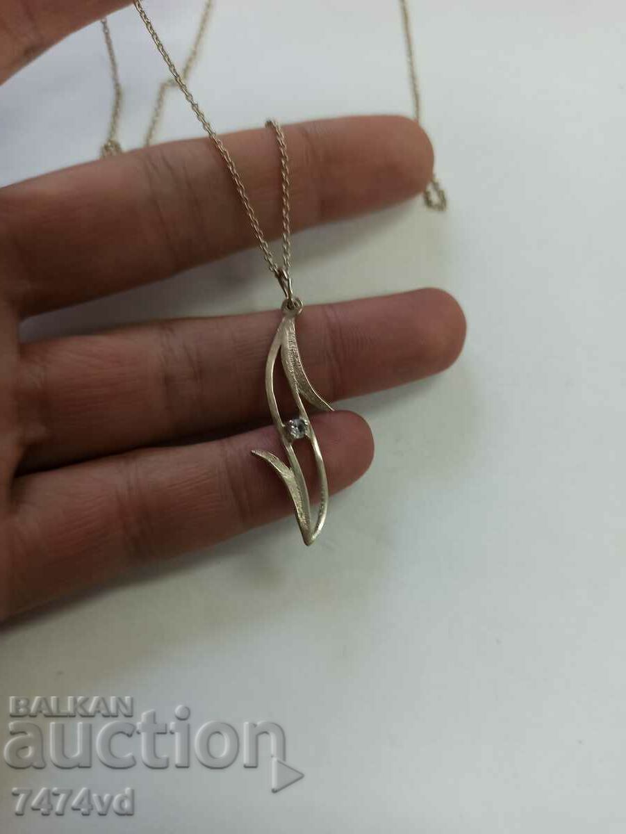 SILVER GENTLE NECKLACE WITH DIAMOND - 6 SILVER GENTLE NECKLACE WITH DIAMOND - 6