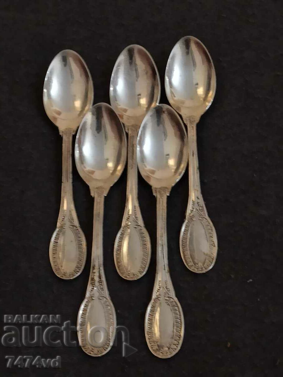 Old silver coffee spoons, 5 pieces, sample 800