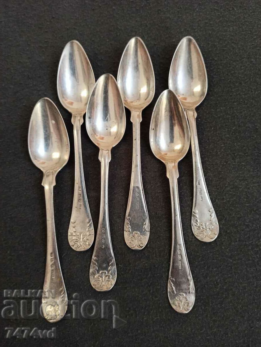 Set of old silver spoons for tea or dessert 89 grams