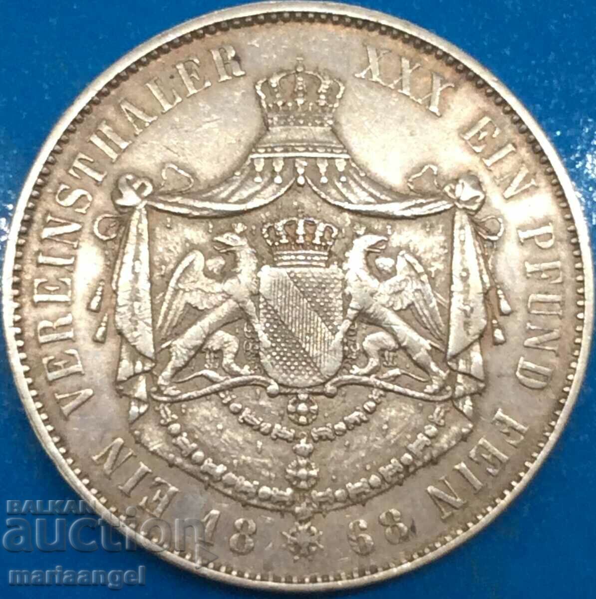 1 Thaler 1868 Germania Friedrich - Duce de Baden Ag