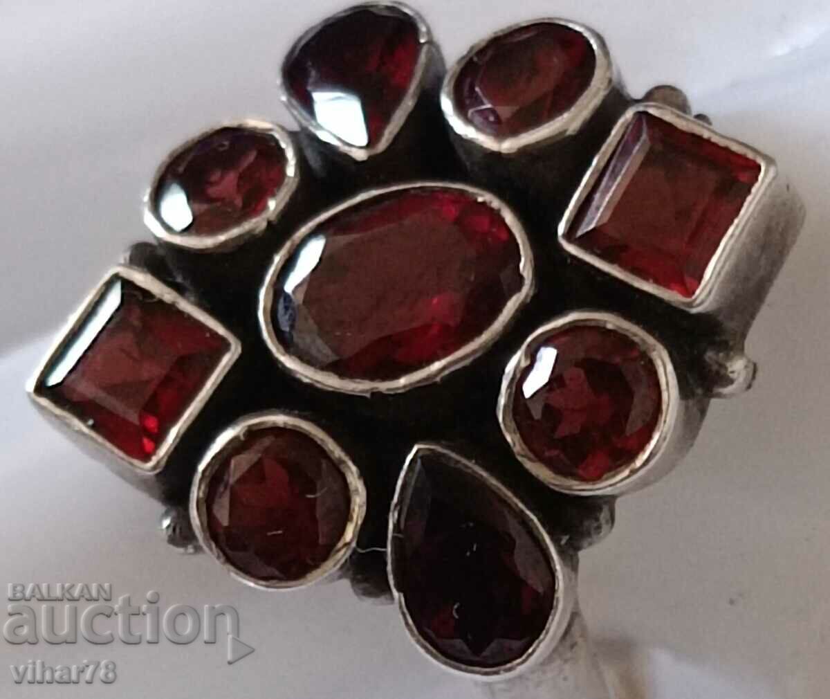 Women's silver ring with garnets - 7 Women's silver ring with garnets - 7