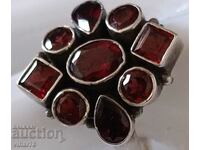 Women's silver ring with garnets