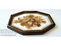 Picture ikebana flowers in a frame motif Autumn Dried lights