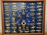 Large dashboard with nautical knots and ship rigging equipment