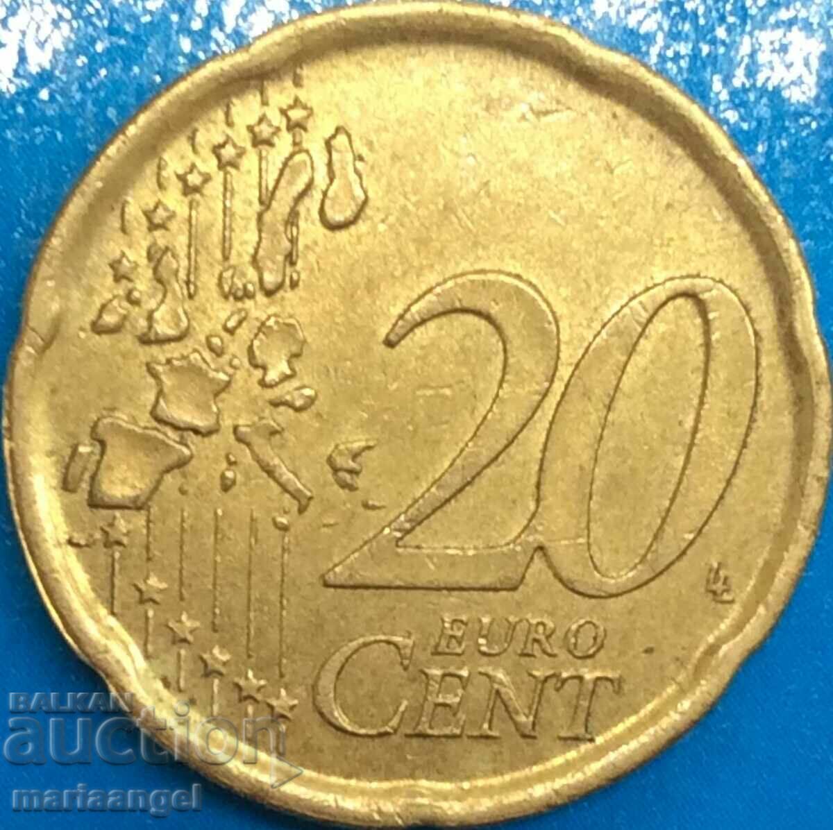 20 euro cents 1999 Spain brass