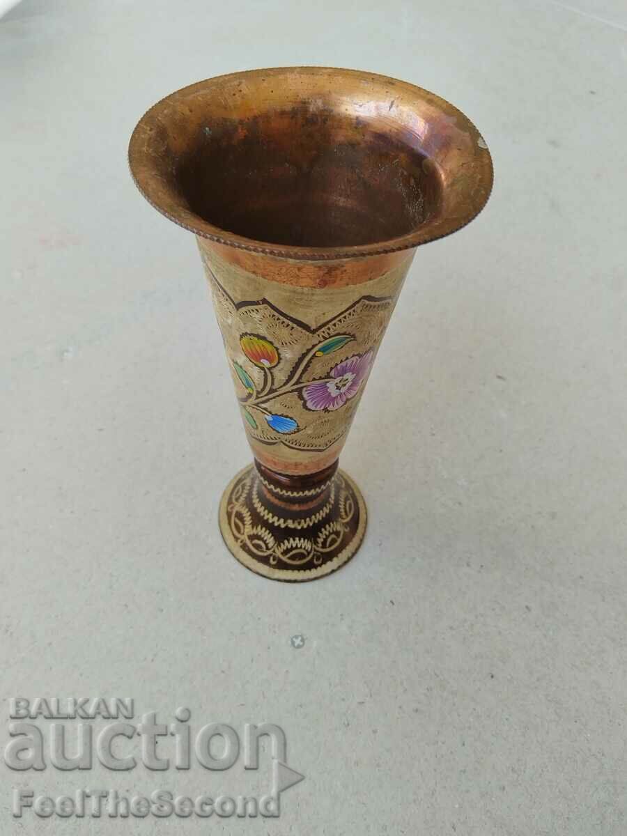 Old copper vase hand engraved and painted Turkey