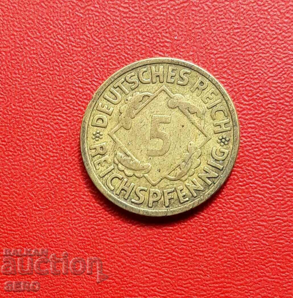 Γερμανία-5 pfennig 1926 E-Muldenhüten-πολύ σπάνιο