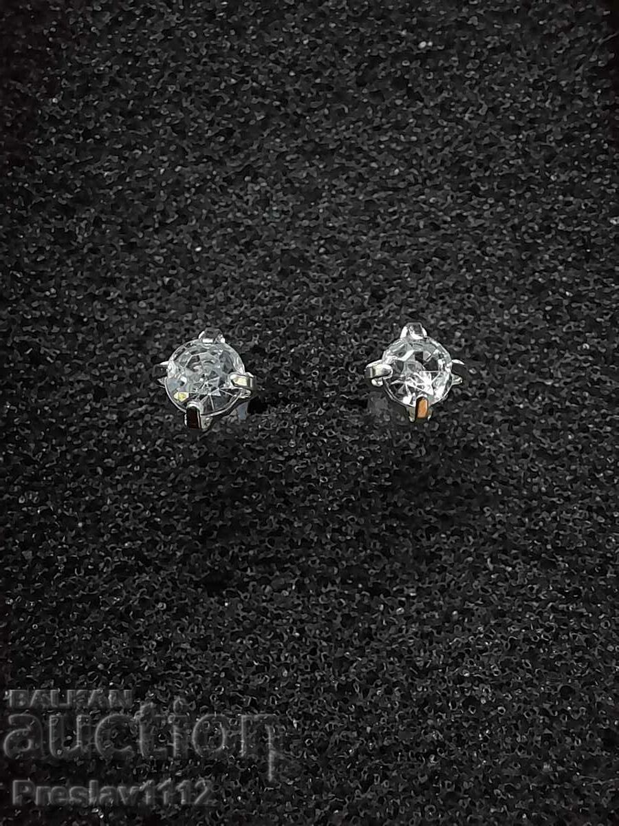 Σκουλαρίκια με Διαμάντι (Moissanite) 4mm