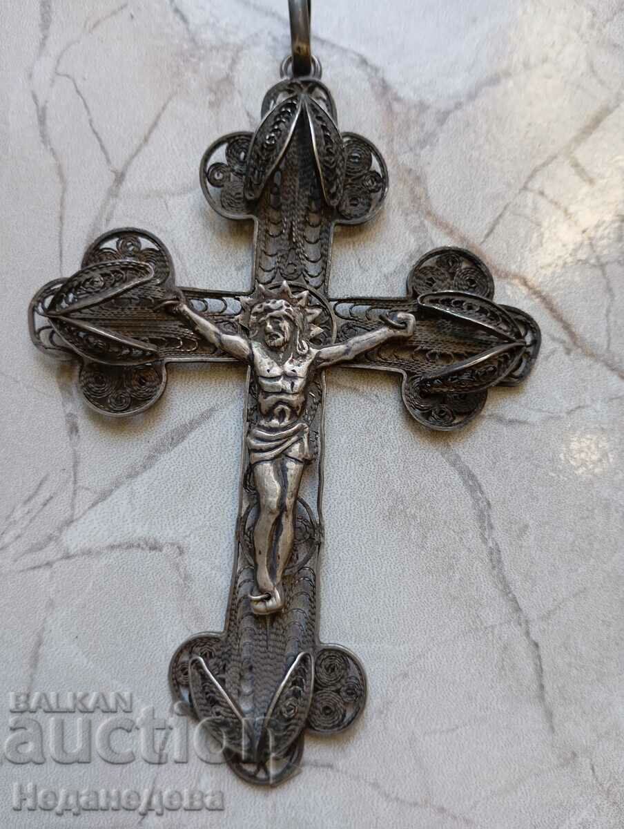 Silver Cross, Old, Filigree