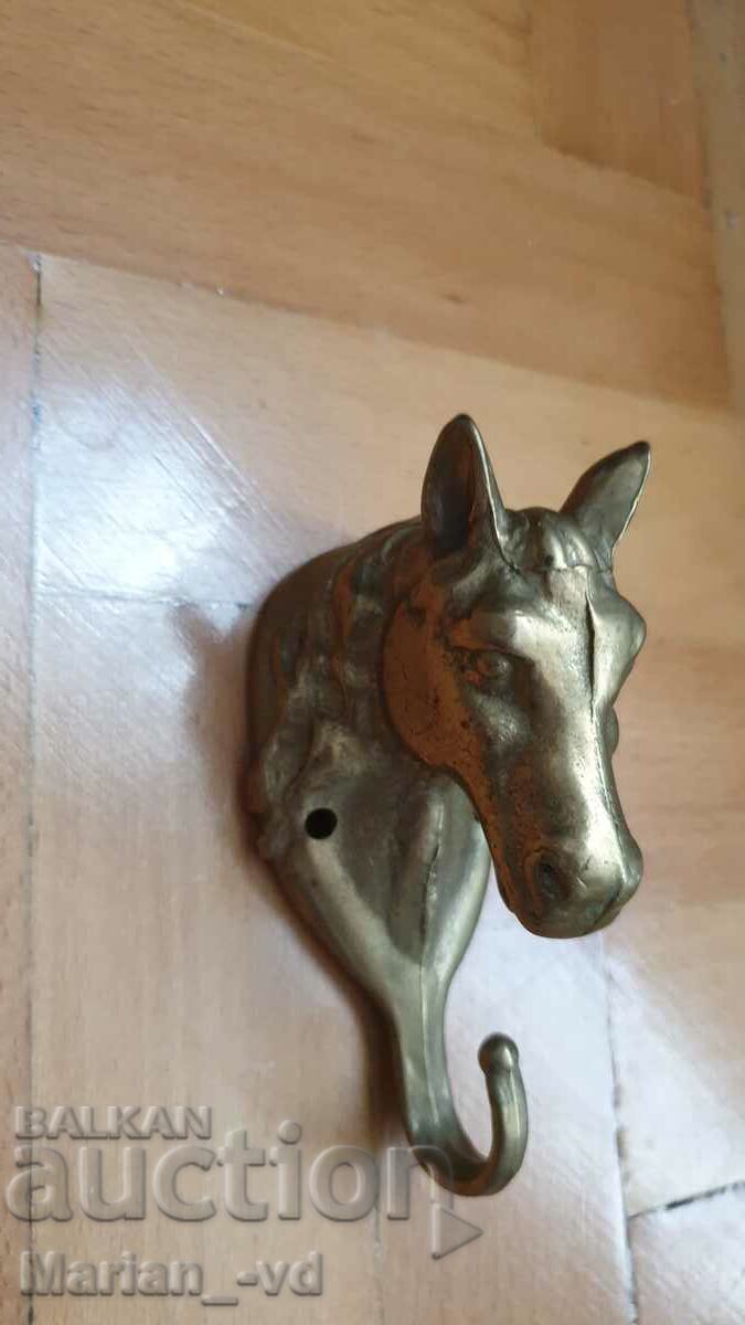 Old bronze horse head hanger