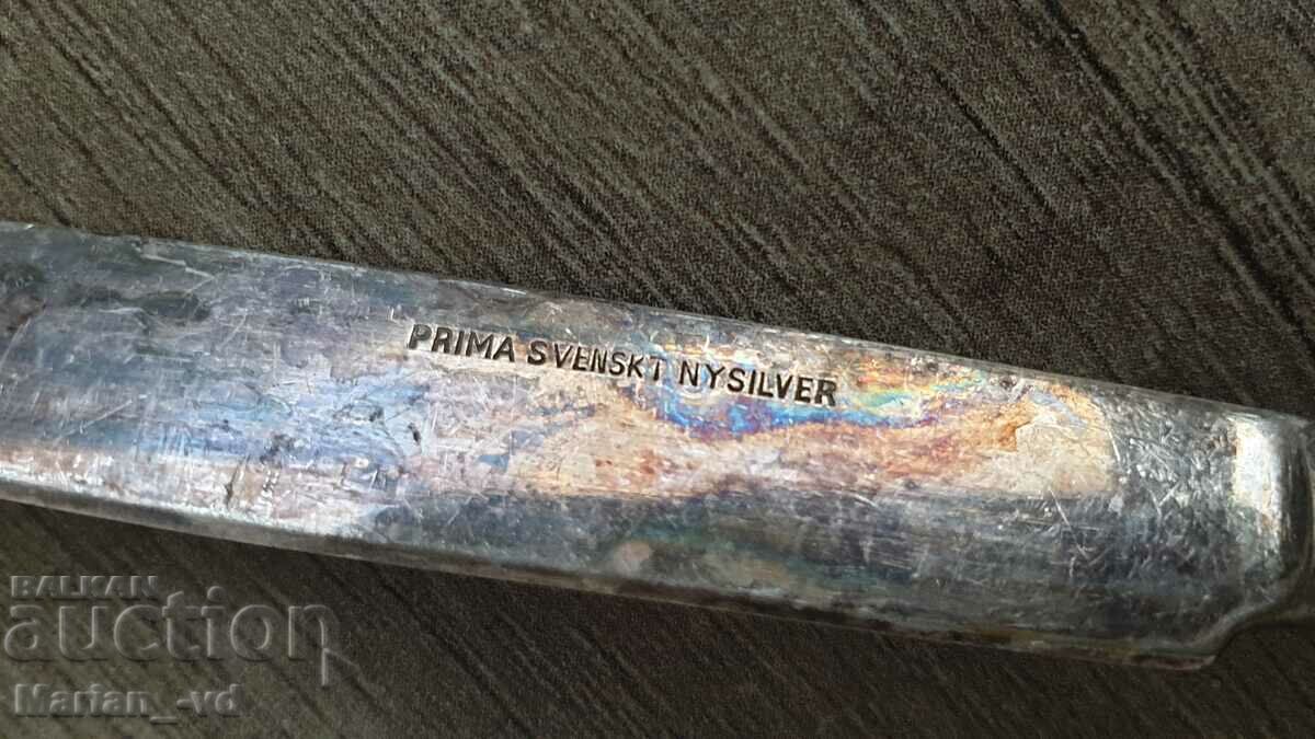 Old silver plated fruit knives with stand - 7 Old silver plated fruit knives with stand - 7