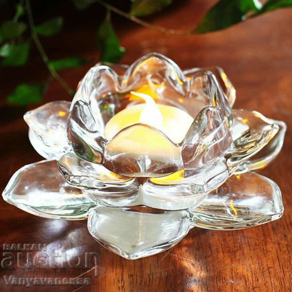 Beautiful Crystal Floral Lotus Candle Holder