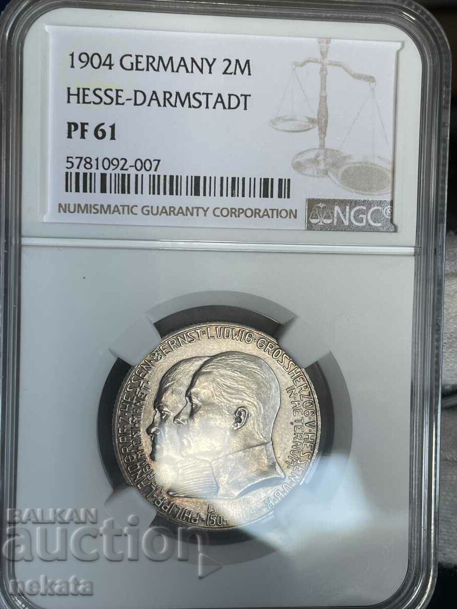 2 γραμματόσημα 1904 Hessian ματ γυαλιστερό NGC PF61