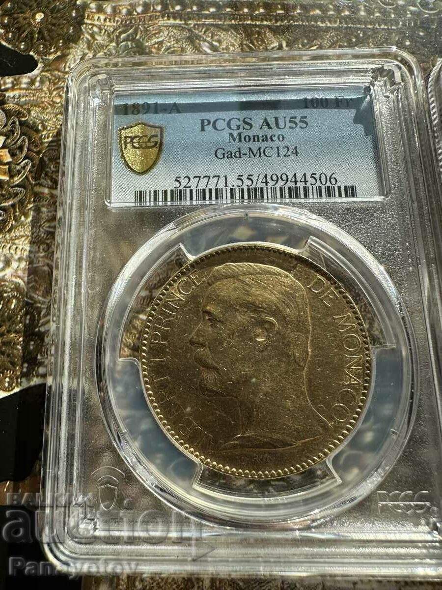 100 ФРАНКА МОНАКО ФРАНЦИЯ ЗЛАТО ЗЛАТНА МОНЕТА NGC PCGS с цена 8980.00 лв. | € 4591.40 100 ФРАНКА МОНАКО ФРАНЦИЯ ЗЛАТО ЗЛАТНА МОНЕТА NGC PCGS с цена 8980.00 лв. | € 4591.40