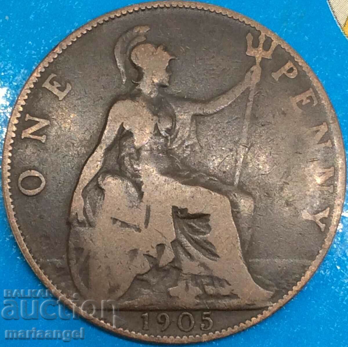 Great Britain 1 penny 1905 30mm bronze quite rare