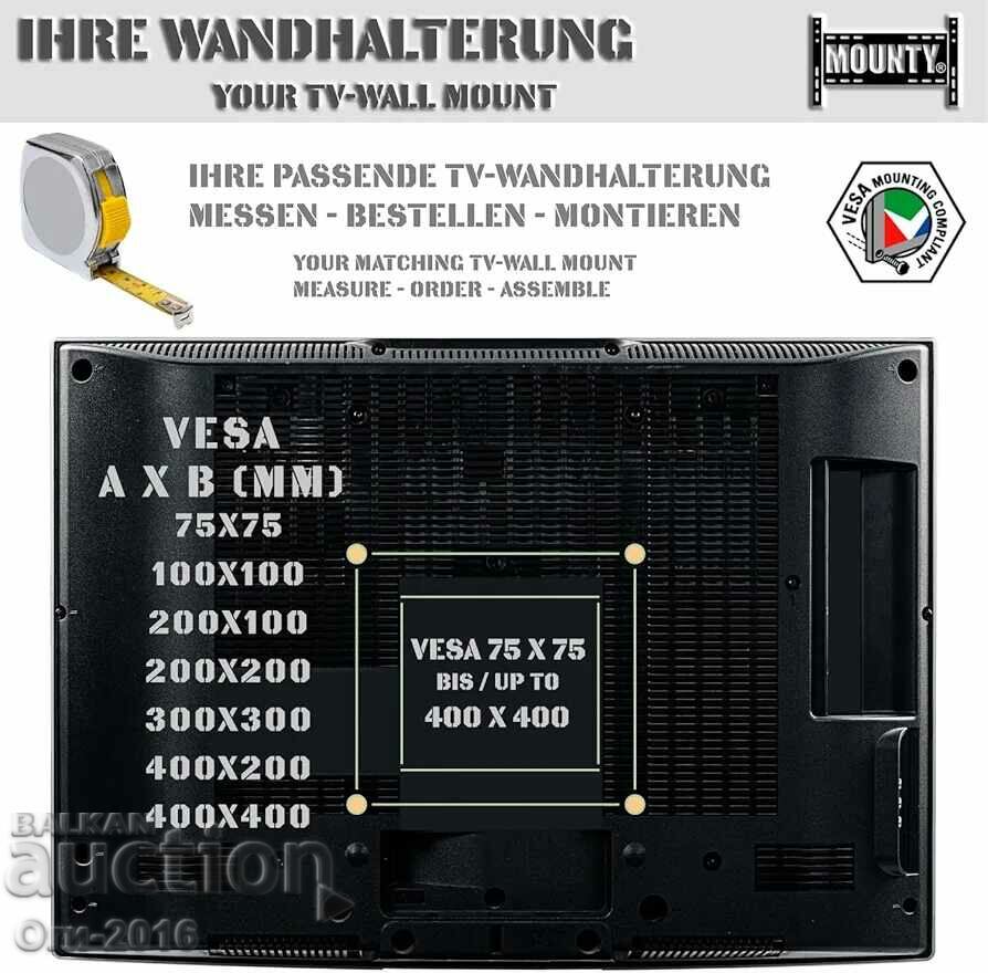 Delivery of The MOUNTY TV wall mount can withstand up to 105 kg Delivery of The MOUNTY TV wall mount can withstand up to 105 kg