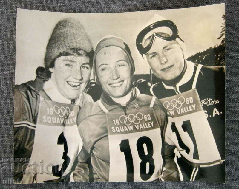 1960 Winter Olympics Squaw Valley Ski Slalom Press Photo