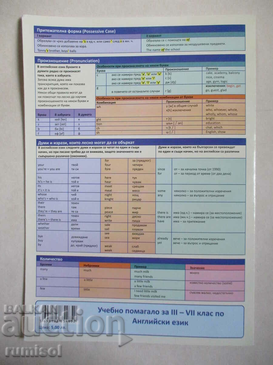 Study aid for grades 3-7 in English with price 5.29 BGN | € 2.70 Study aid for grades 3-7 in English with price 5.29 BGN | € 2.70