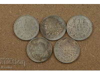 5 Ferdinand coins 1 lev 1882 1891 1910 1913