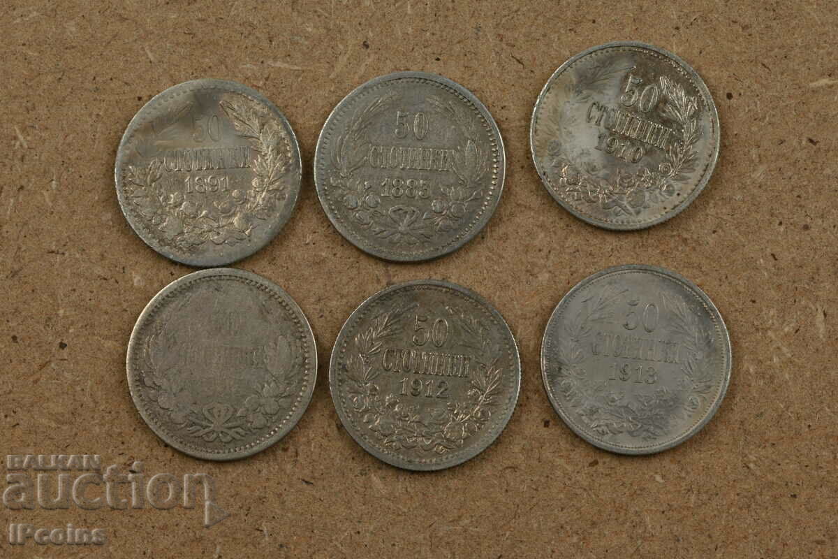 6 Ferdinand Coins 50 cents 1883 1891 1910 1912 1913