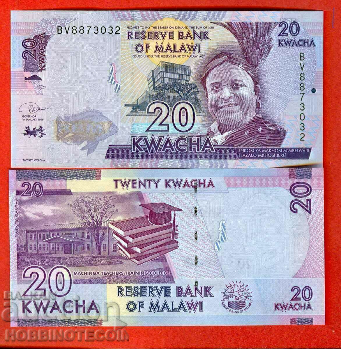 MALAWI MALAWI - 20 Kwacha - issue 2019 - NEW UNC