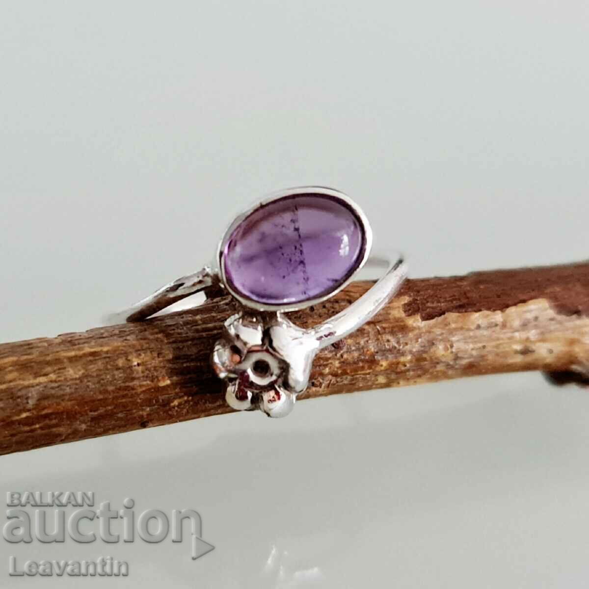 5063 Adjustable Silver Ring with Amethyst