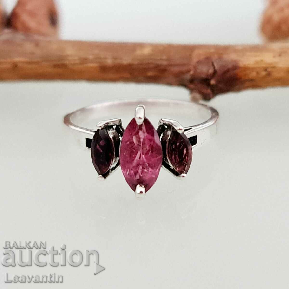 5082 Silver ring with Rhodolite Garnet and Tourmaline