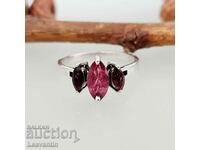 5082 Silver ring with Rhodolite Garnet and Tourmaline