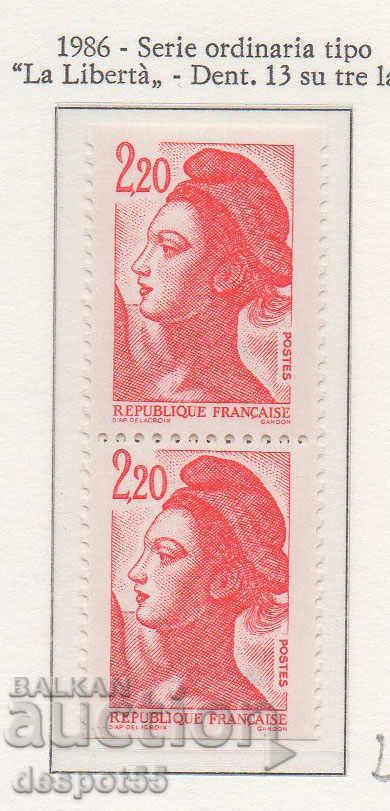 1987. France. "Liberty" - new values. with price 5.30 BGN | € 2.71 1987. France. "Liberty" - new values. with price 5.30 BGN | € 2.71