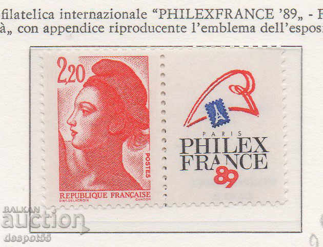 1987. Franţa. „PHILEXFRANCE '89” cu vignetă.