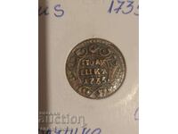 Moneda rusă de cupru 1735 an Polușka