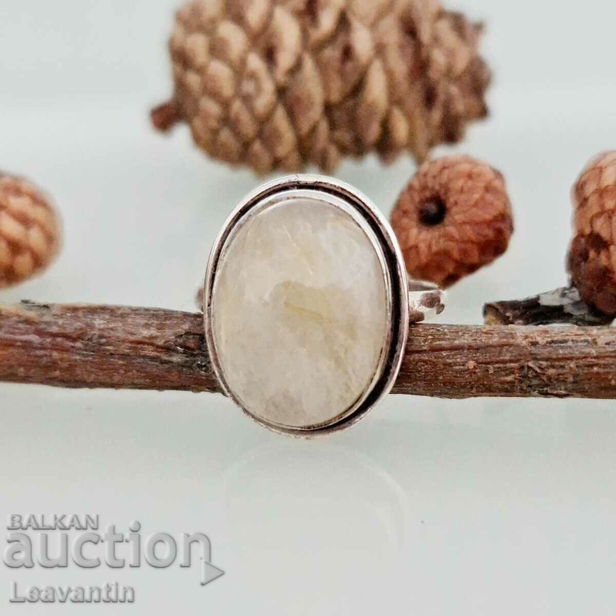 5089 Ασημένιο δαχτυλίδι με Rutile Quartz/χρυσό Rutile/Μαλλιά