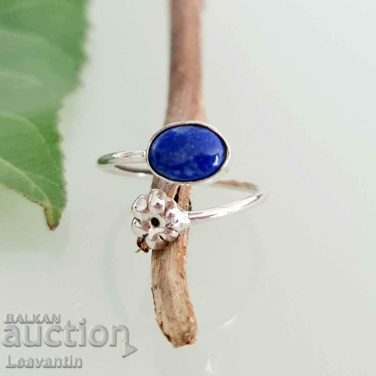 5039 Adjustable Silver Lapis Ring