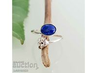 5039 Adjustable Silver Lapis Ring