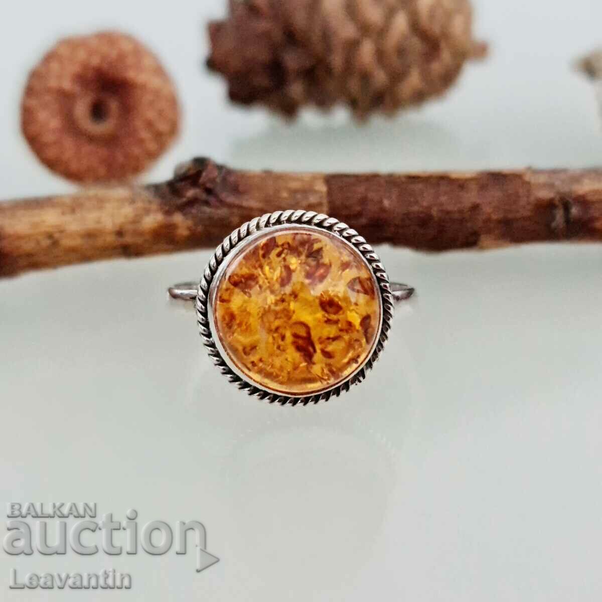 5099 Silver ring with Amber