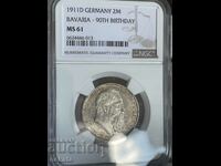 2 γραμματόσημα 1911 Bavaria NGC MS61