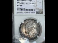 3 timbre 1911 Bavaria NGC MS64