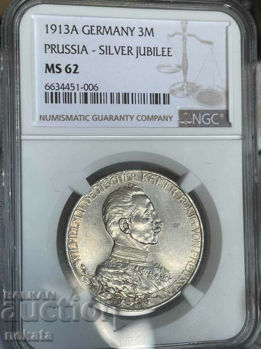 3 γραμματόσημα 1913 Prussia NGC MS62