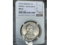 3 γραμματόσημα 1913 Prussia NGC MS62