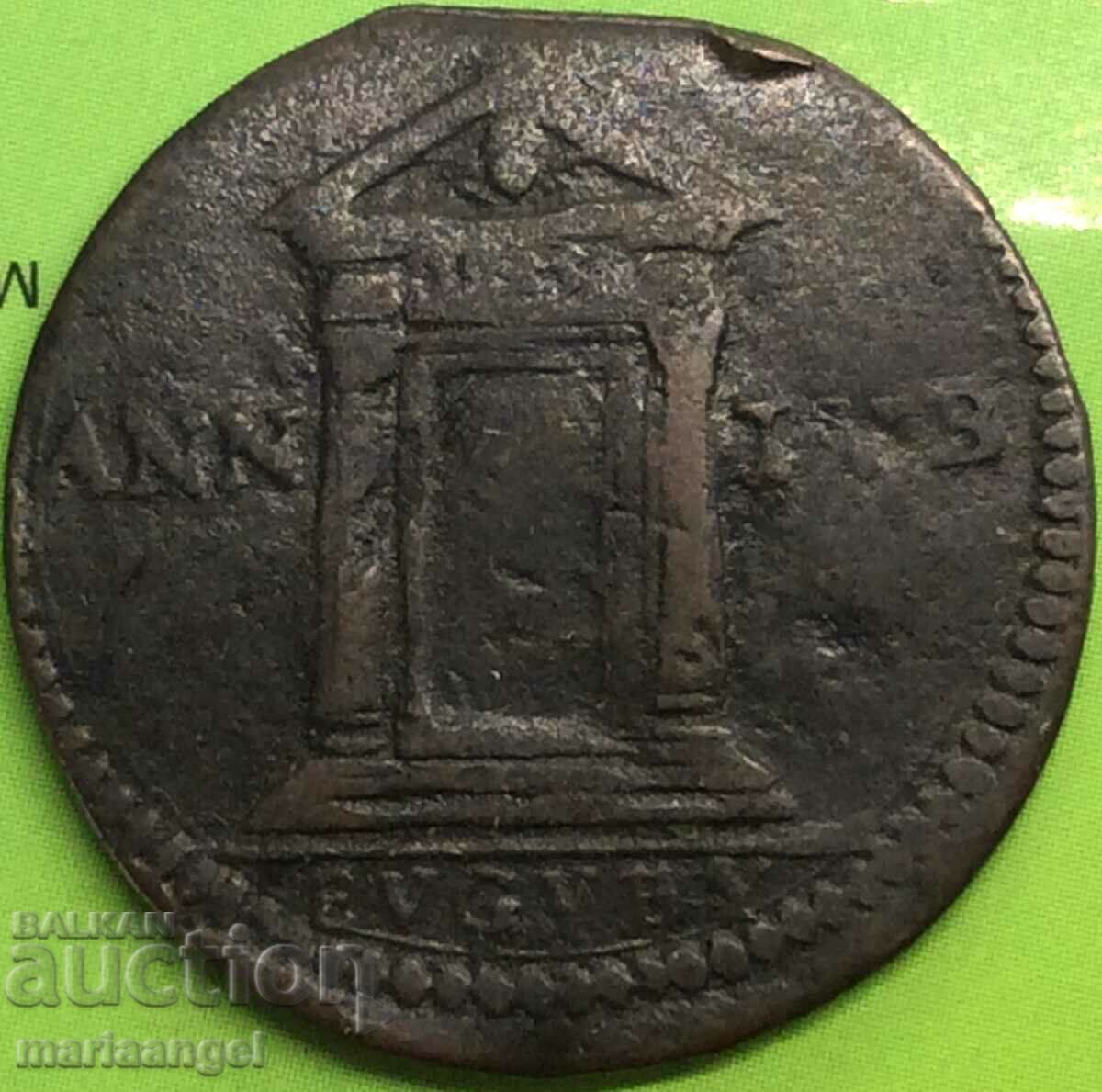 Mezzo Baiocco 1725 Vatican Gubbio Benedict XIV 6,2g χαλκός