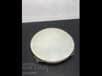 Glass tray with silver frame. #5947