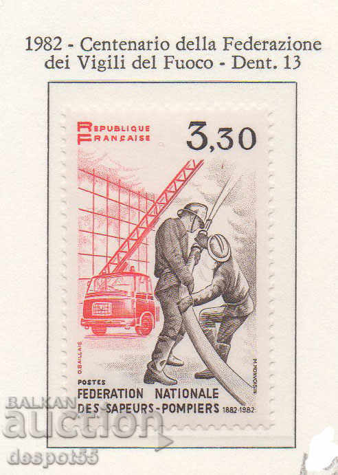 1982. Franţa. 100 de ani Federația Națională a Pompierilor.